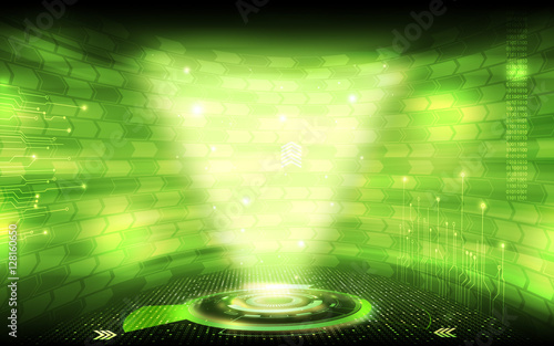 Green technology background and abstract digital tech circle.