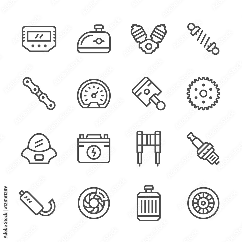 Set line icons of motorcycle parts Set line icons of motorcycle parts