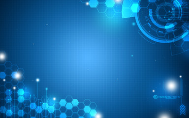 Blue technology background and abstract digital tech circle.copy space.