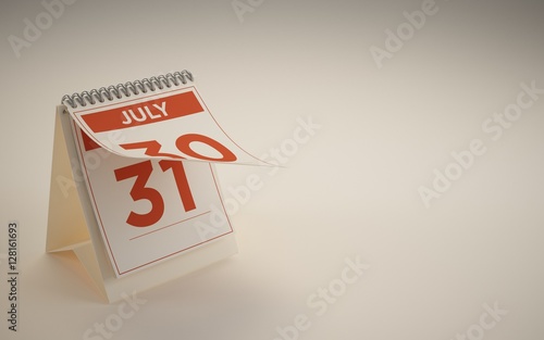 3d rendering calendar  july
