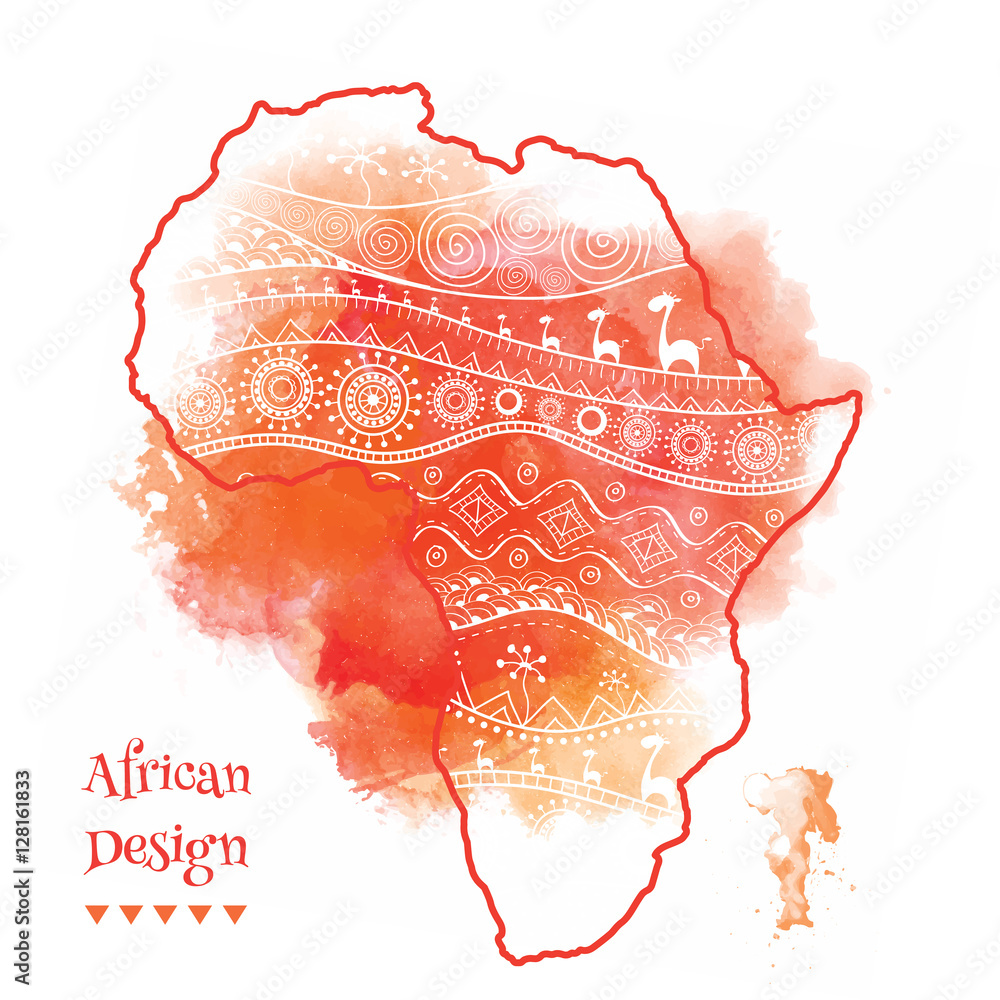 Textured Vector Map Of Africa Hand Drawn Ethno Pattern Tribal Background Vector Illustration 9106