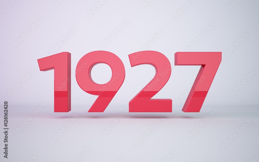 3d rendering red year 1927 on white background 3d rendering red year 1927 on white background