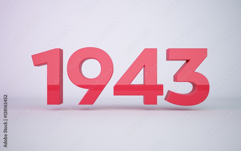3d rendering red year 1943 on white background 3d rendering red year 1943 on white background