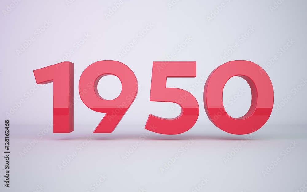 3d rendering red year 1950 on white background 3d rendering red year 1950 on white background