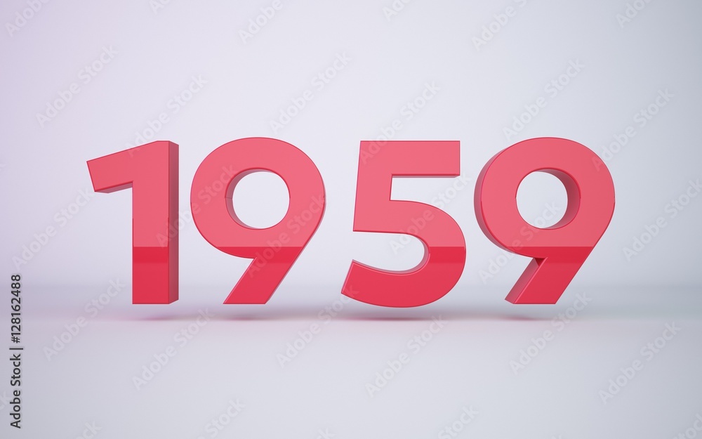 3d rendering red year 1959 on white background 3d rendering red year 1959 on white background