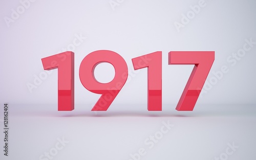 Naklejka 3d rendering year 1917 on clean white background