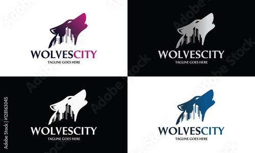 Wolf City logo design template ,Vector illustration