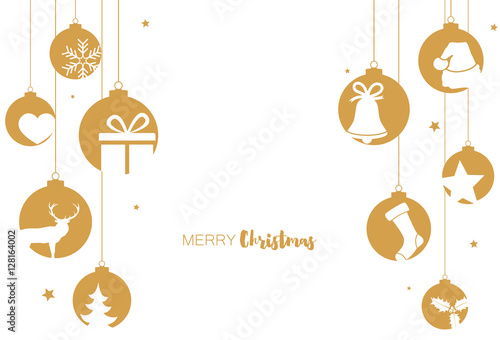 Hanging gold baubles with decorations