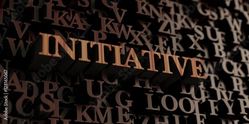 Schilderij op canvas Initiative - Wooden 3D rendered letters/message