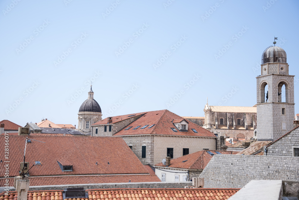 Traditional Mediterranean houses with red tiled roof - Dubrovnik, Dalmatia, Croatia, Europe