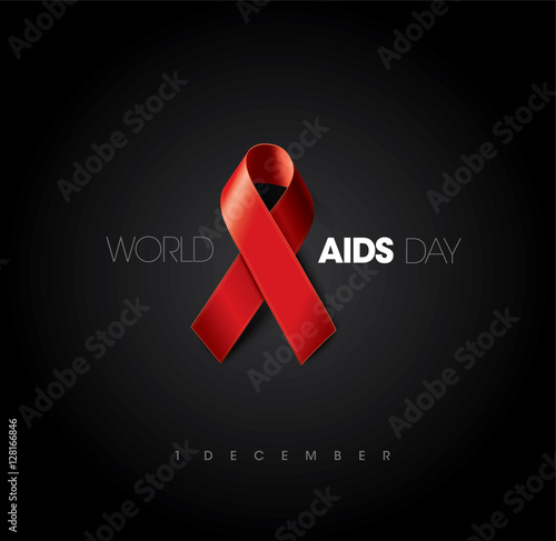 Aids Awareness Red Ribbon. World Aids Day concept. Vector Illustration