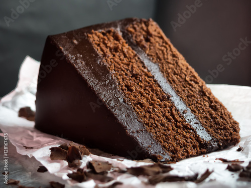 chocolate fudge cake,selective focus