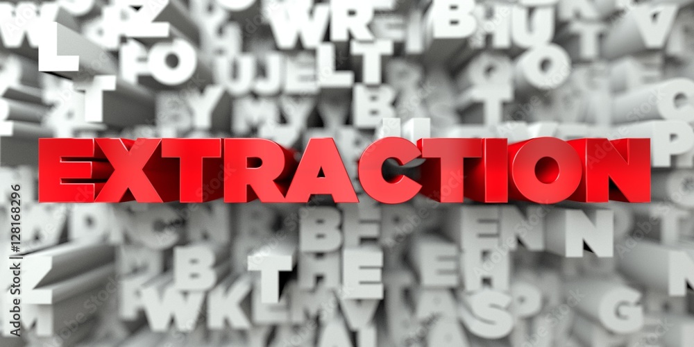 EXTRACTION - Red text on typography background - 3D rendered royalty free stock image. This image can be used for an online website banner ad or a print postcard. EXTRACTION - Red text on typography background - 3D rendered royalty free stock image. This image can be used for an online website banner ad or a print postcard.