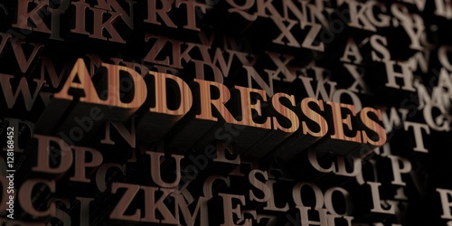 Addresses - Wooden 3D rendered letters/message. Can be used for an online banner ad or a print postcard.