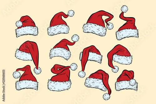set hats Santa Claus Christmas collection