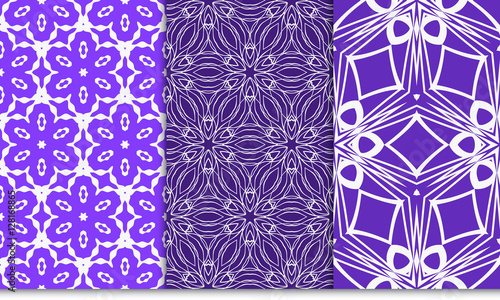 set of lilac color decorative floral ornament. modern pattern. s photo