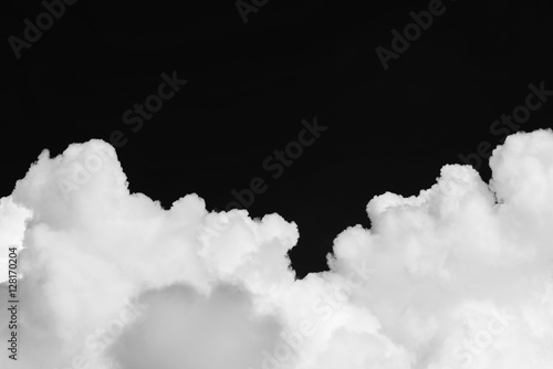 Cumulus clouds isolated on black background