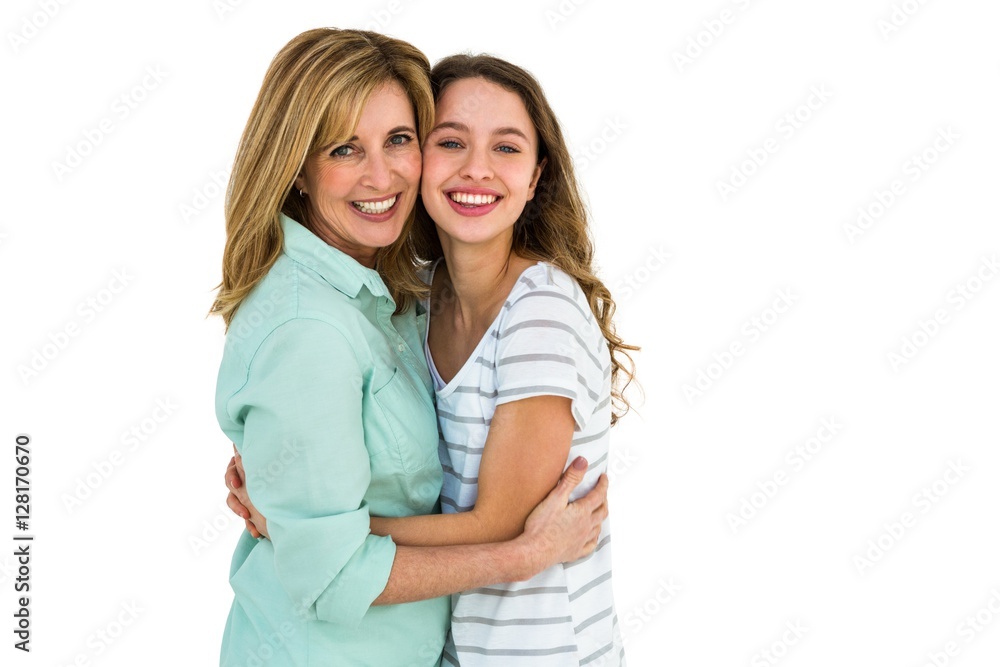 Mother and daughter embracing Mother and daughter embracing