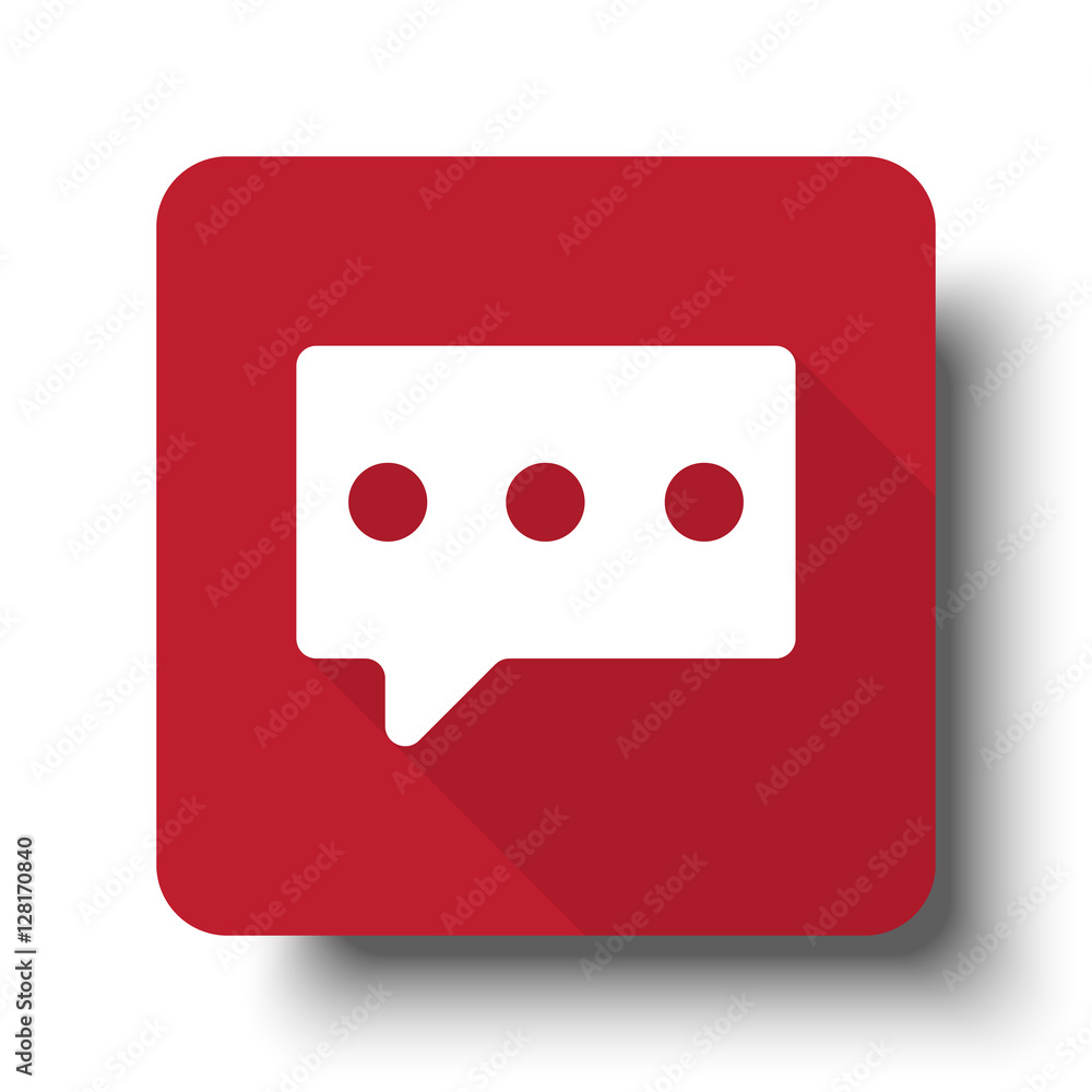 Flat Message web icon on red button with drop shadow Flat Message web icon on red button with drop shadow