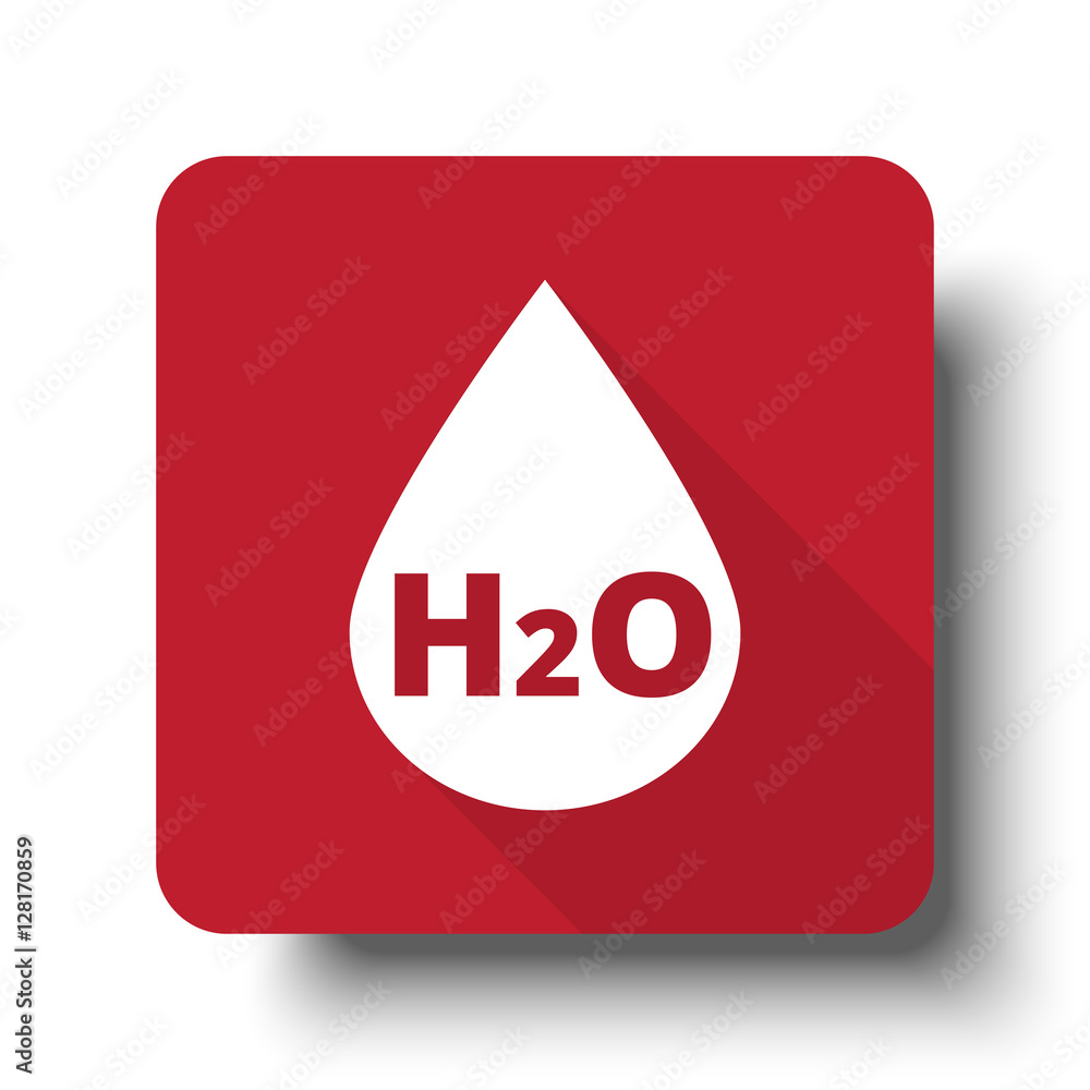 Flat Water web icon on red button with drop shadow Flat Water web icon on red button with drop shadow