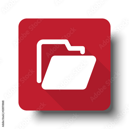 Flat Folder web icon on red button with drop shadow