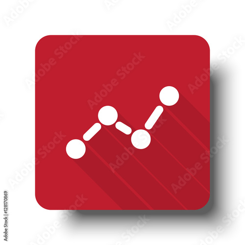 Flat Graph web icon on red button with drop shadow