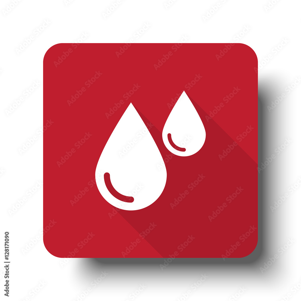 Flat Blood web icon on red button with drop shadow Flat Blood web icon on red button with drop shadow