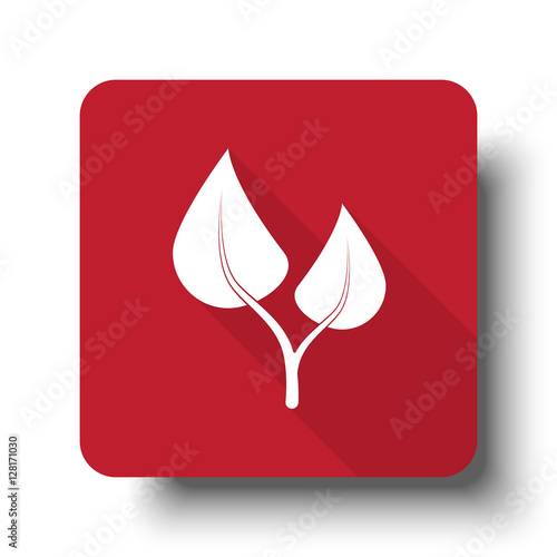 Flat Medical Herbs web icon on red button with drop shadow