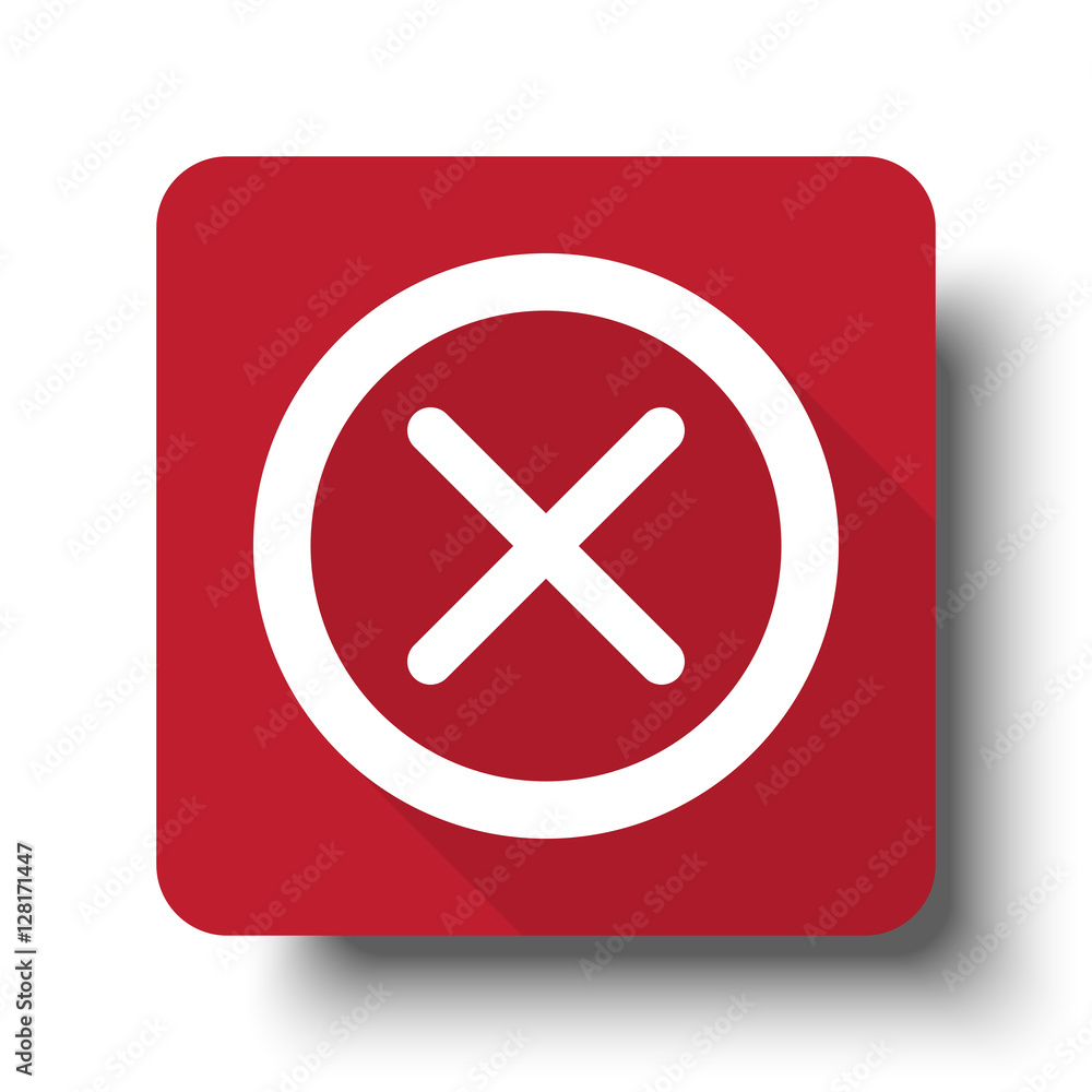 Flat Cancel web icon on red button with drop shadow Flat Cancel web icon on red button with drop shadow