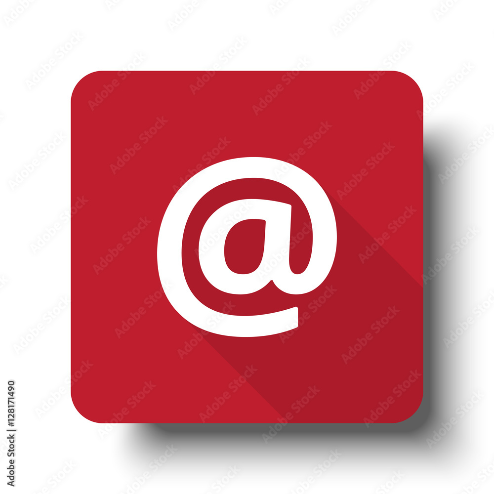 Flat E-Mail web icon on red button with drop shadow Flat E-Mail web icon on red button with drop shadow