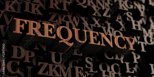 Frequency - Wooden 3D rendered letters/message. Can be used for an online banner ad or a print postcard.