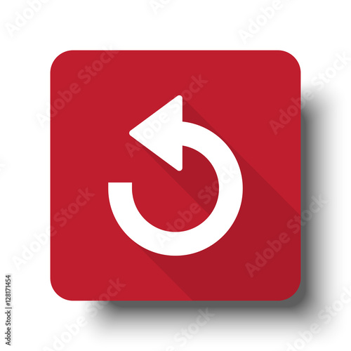 Flat Undo web icon on red button with drop shadow