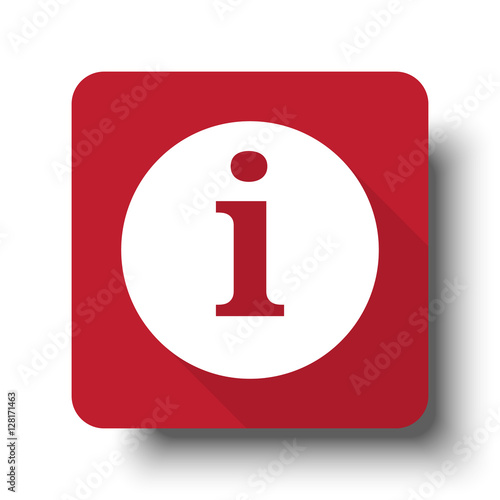 Flat Information web icon on red button with drop shadow