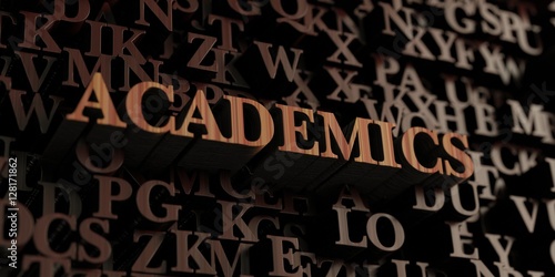 Academics - Wooden 3D rendered letters/message. Can be used for an online banner ad or a print postcard.