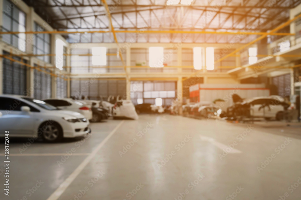 Car repair service centre blurred background