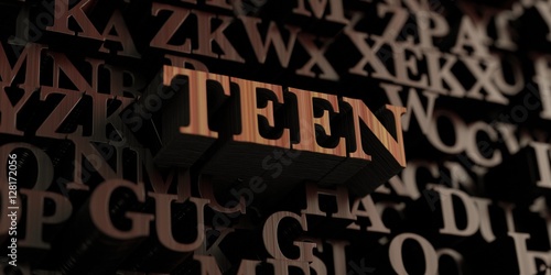 Teen - Wooden 3D rendered letters/message. Can be used for an online banner ad or a print postcard.