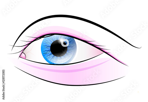 Women Eye. Blue and Pink Vector Eye Isolated on White Background, Illustration.