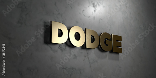 Canvastavla Dodge - Gold sign mounted on glossy marble wall  - 3D rendered royalty free stock illustration