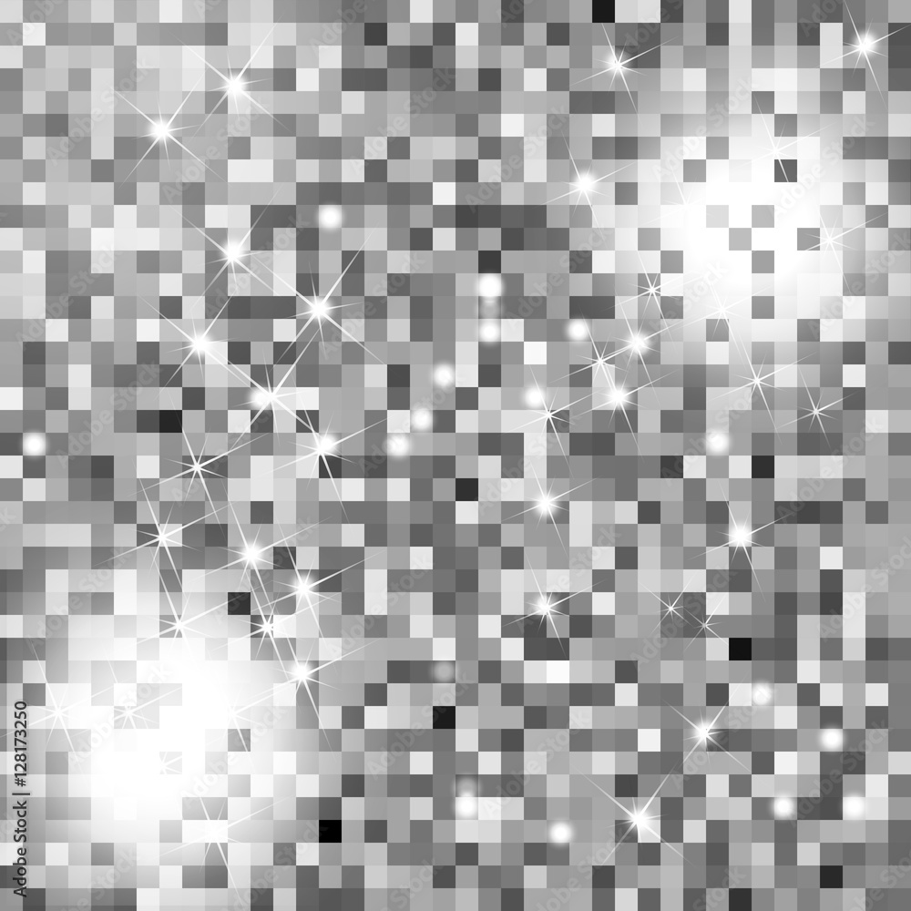 Fototapeta premium Silver Glitter Texture. Seamless pattern. Glowing New Year or Christmas background. Silver Dust. Creative concept for web, light confetti, bright sequins, sparkle tinsel, abstract bling, shimmer dust.