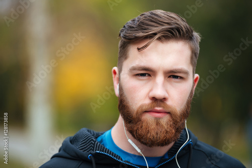 Close up runner in park
