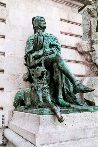 Historian Galeotto Marzio statue at the Royal Palace in Budapest