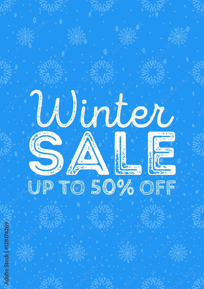 Winter sale poster design template or Background. Creative business promotional vector