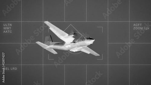 animation compositing of tracking an airplane with thermal imaging equipment