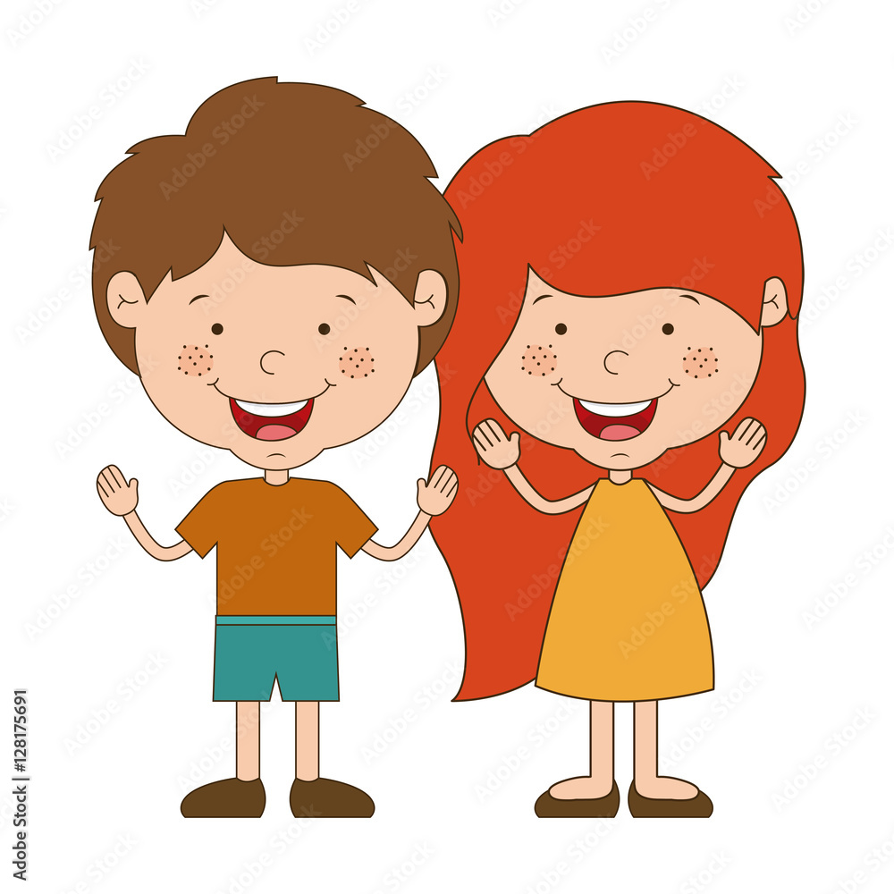 Boy and girl cartoon icon. Kid childhood little people and person theme. Isolated design. Vector illustration Boy and girl cartoon icon. Kid childhood little people and person theme. Isolated design. Vector illustration