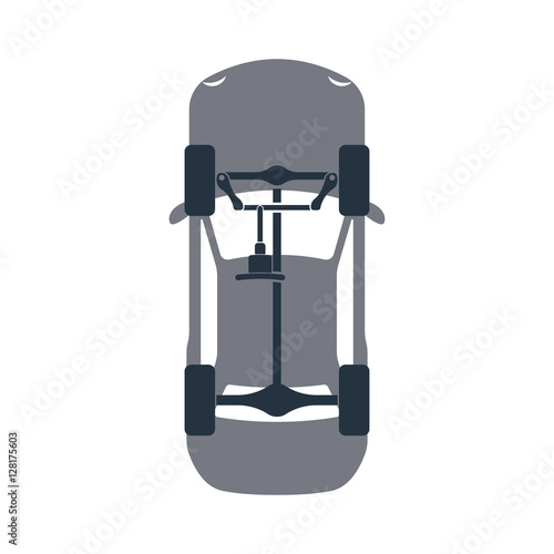 top car steering rack  isolated icon on white background, auto s