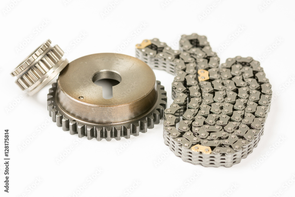 Car engine timing chain set isolated Car engine timing chain set isolated