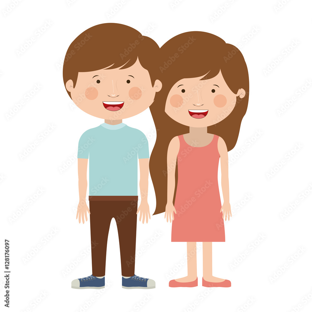 Boy and girl cartoon icon. Kid childhood little people and person theme. Isolated design. Vector illustration Boy and girl cartoon icon. Kid childhood little people and person theme. Isolated design. Vector illustration