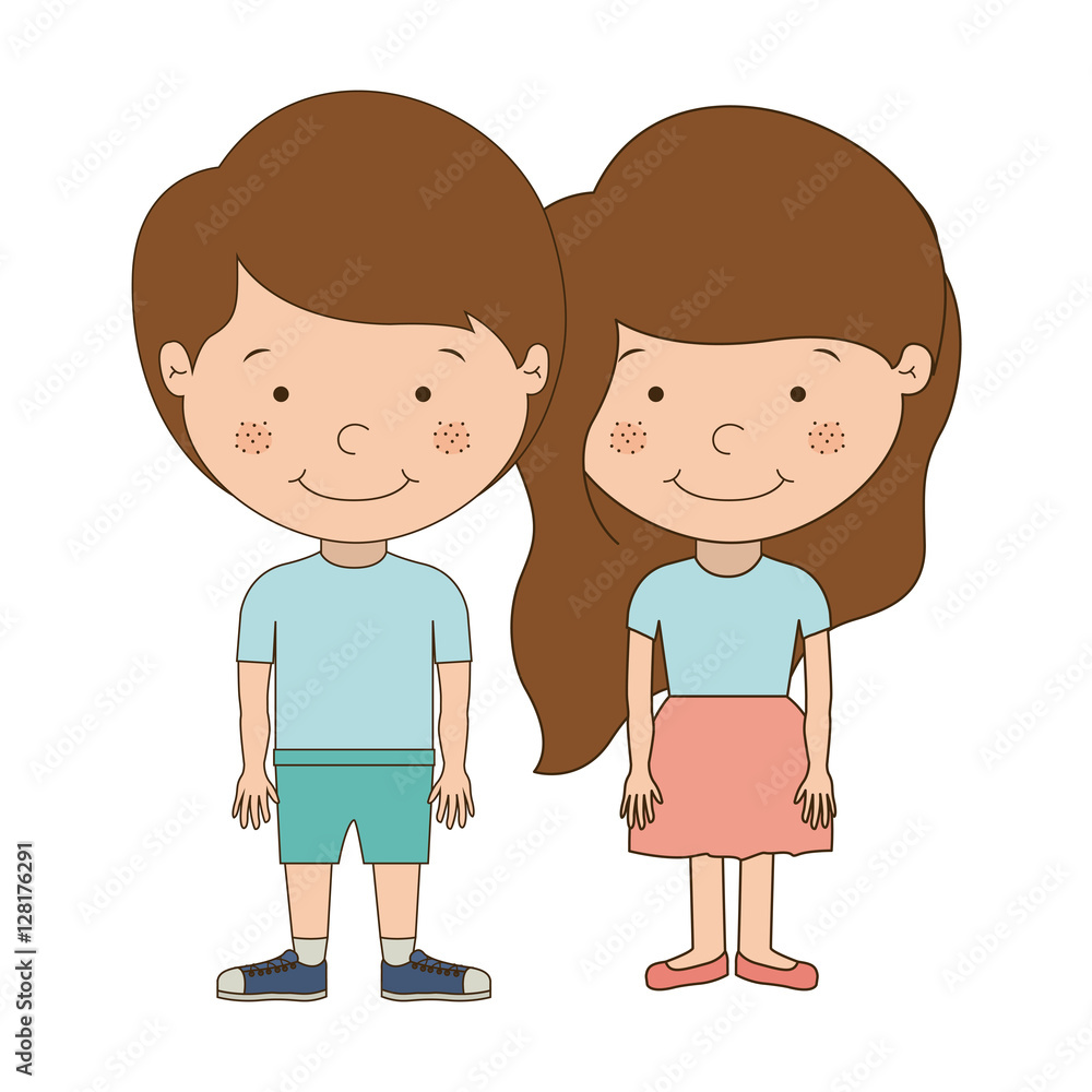 Boy and girl cartoon icon. Kid childhood little people and person theme. Isolated design. Vector illustration Boy and girl cartoon icon. Kid childhood little people and person theme. Isolated design. Vector illustration