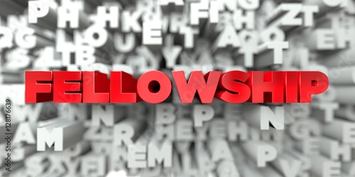 Photography FELLOWSHIP -  Red text on typography background - 3D rendered royalty free stock image