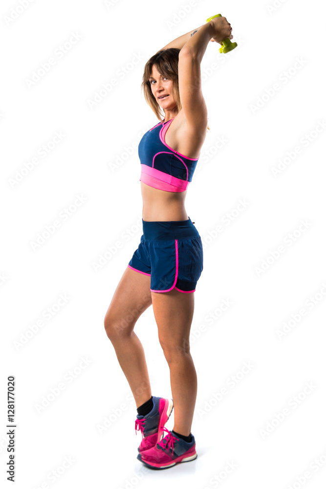 Sport woman making weightlifting Sport woman making weightlifting